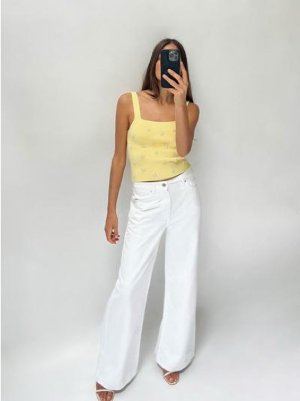 Zara Yellow Pearl-Cluster Camisole